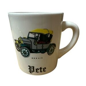 Vintage Automobile off white Coffee Mug Name Pete design Made in England